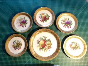 Set X 6 Continental Gold Gilt Rimmed Fruit Plates Lubern? Perfect Condition  - Picture 1 of 16