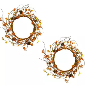 20 Inch Fall Wreath Berries Seeds and Mini Pine Cones Wreath Flower-Shaped Pi... - Picture 1 of 5