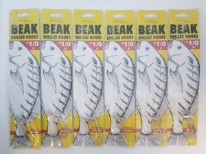 6 PACKS OF JEROS TACKLE SIZE 1/0 8" BEAK SNELLED HOOKS (68L-1/0) - Picture 1 of 2