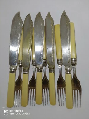Set of Antique Silver Plated Flatware EPNS, 5 Forks And 5 Knives. - Image 1 of 4