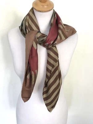 Vintage 70s Liberty of London Pure Silk Stripe Geometric Print Head Scarf 33" - Image 1 of 4