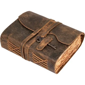 Diario de cuero vintage hecho a mano libro de hechizos en blanco grimorio 200 páginas - Imagen 1 de 5