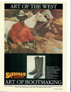 1984 Sanders Boots Vintage Print Ad Art of The West High Noon Bart Forbes - Bild 1 von 1