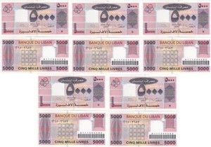 Lebanon - 5 pcs х 5000 Livres 2008 UNC P. 58b Lemberg-Zp - Picture 1 of 2