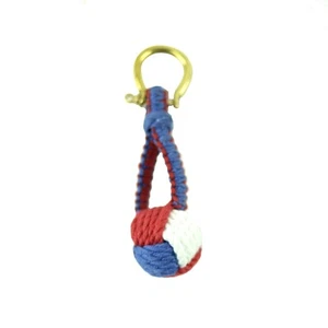 Red White Blue Monkey Fist Keychain Marine Rope Knot Keyring Sailor Key Chain - Picture 1 of 2