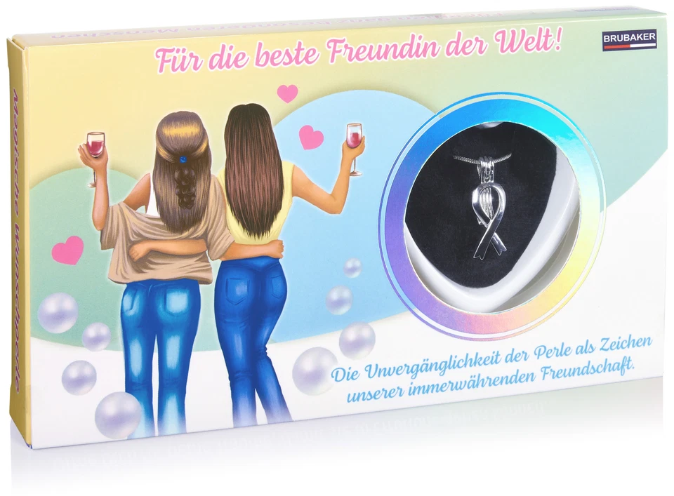 BRUBAKER Beste Freundin Wunschperle Muschel Perle m. Kette Halskette Anhänger BF - Bild 1 von 4