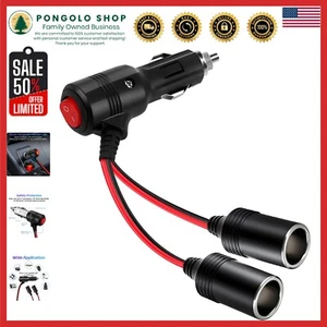 Universal Car Cigarette Lighter Adapter with Switch 2-Socket 12V/24V Splitter - Picture 1 of 11