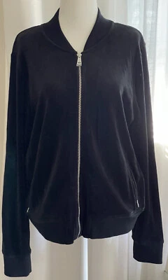 Ralph Lauren NUEVO SIN ETIQUETAS Talla Lg Negro Terciopelo Cremallera Completa Chaqueta Atlética Informal, Clásica Foto 1 de 4