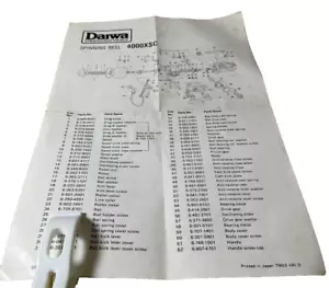 Carrete giratorio Daiwa 40000XSC diagrama de piezas piezas reparación garantía 1 hoja solamente - Imagen 1 de 5