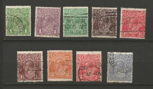 Australie 1913-30 George V 9 timbres oblitérés /T5577 - Imagen 1 de 1