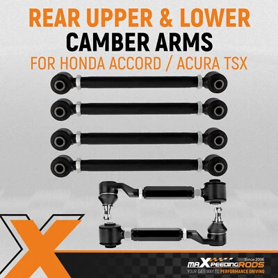 6Pcs Rear Upper & Lower Camber Arms for 2003-2007 Honda Accord 2004-08 Acura TSX - Image 1 of 4