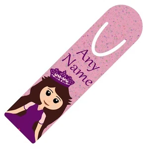 PERSONALISED PRINCESS PRINT BOOKMARK ALUMINIUM PAGE HOLDER READING GIFT - Picture 1 of 4