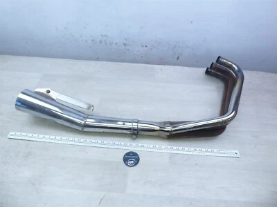 1977 Yamaha XS750 Triple Y445) 3-1 exhaust headers muffler pipe assembly - Image 1 of 4
