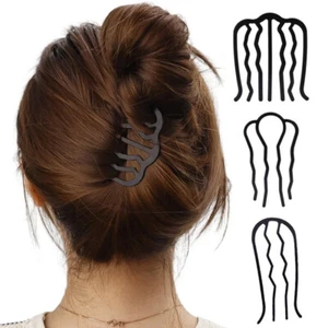 Metal Hair side Combs Women Vintage Hair Fork Clip U Shape Twist Hair Pins Tools - Picture 1 of 17