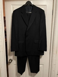 Mens Murano Italian Suit 46L 38x32 100% Wool Blue Pin Stripe Pants Blazer Jacket - Picture 1 of 4