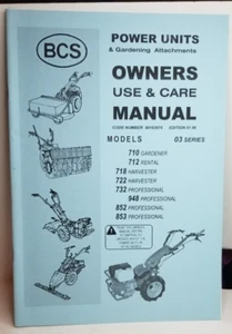 BCS Power Units & Attachments Owners, Use, Care Manual Models Series 03 - Picture 1 of 7