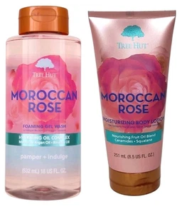 Tree Hut-Moroccan Rose-Foaming Gel Body Wash & Moisturizing Body Lotion Set - Picture 1 of 12
