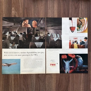 TWA Print Ad Airlines Aviation Wide-Screen Movies Travel 1965 Jets  - Picture 1 of 4