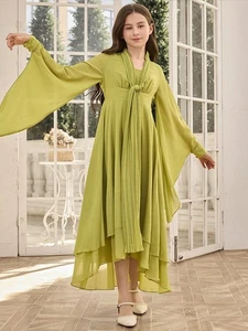 Children Abaya Muslim Flare Sleebe Maxi Robe Kaftan Turkey Long Dress Islamic - Picture 1 of 11