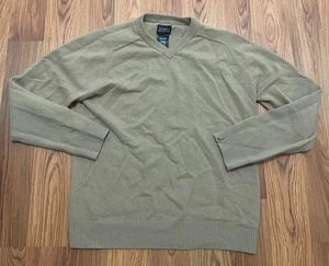 Cashmere Sweater Mens Small V Neck Khaki Lightweight - Picture 1 of 10
