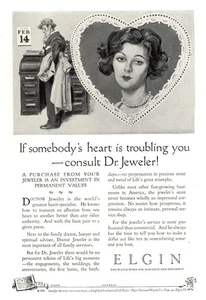 1926 Elgin Watch: Somebodys Heart Troubling You Dr Jeweler Vintage Print Ad - Picture 1 of 1