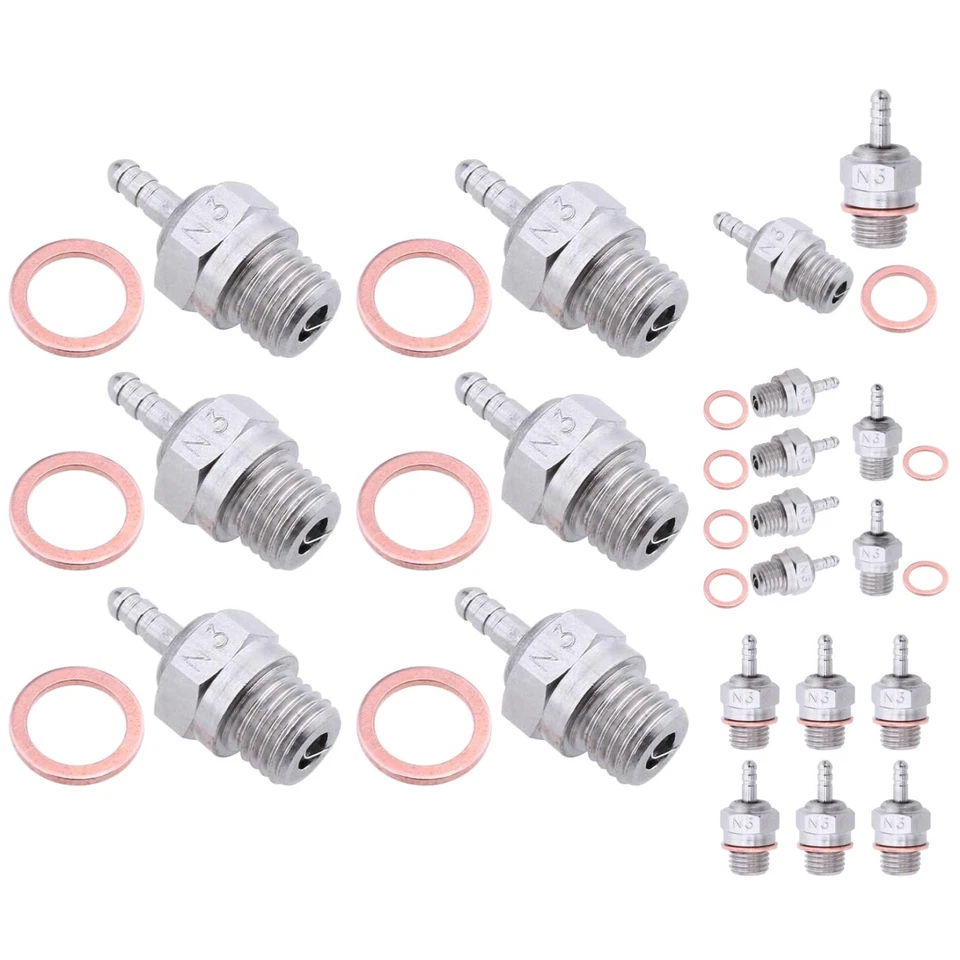 Paquete de 6 bujías incandescentes calientes N3 - platino/iridio para autos de radiocontrol de alto rendimiento Foto 1 de 4