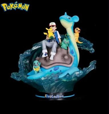 Pokemon Statua Evolution Ash Team Lapras Pikachu Charmander Figure Collezione - Immagine 1 di 4