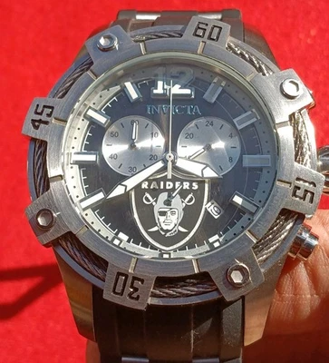 Invicta NFL Las Vegas Raiders 52mm relógio cronógrafo Mod 35810. Moldura de arame rara - Imagem 1 de 4