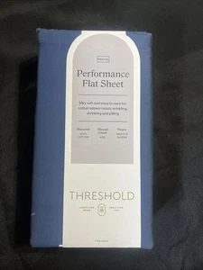 Threshold Twin XL 400 Thread Count Performance Flat Sheet Metallic Blue - Picture 1 of 2