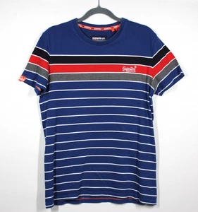 SUPERDRY Small Blue Striped T-shirt Orange Label Range I 100% Cotton - Picture 1 of 18