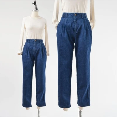 Vintage 90s Dark Wash Denim Pants Pleated Front Jeans size XS S - Image 1 of 4