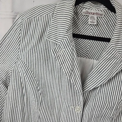 Vintage Cotton Blazer Coat Jacket Womens 20 Long Sleeve Metallic Sparkle Button - Image 1 of 4