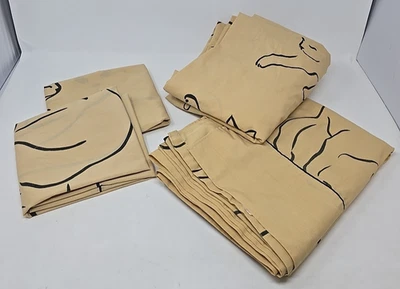 Vintage SpringMaid CAT WHISPURR Alex West Tan Black FULL Sheet Set 4 Piece - Image 1 of 4