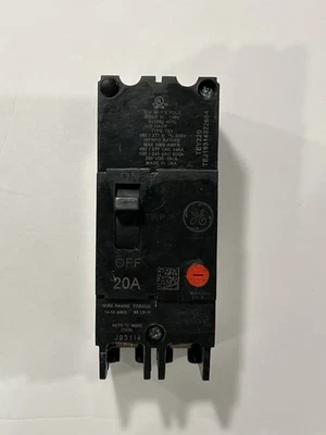 GE TEY220 2 Pole 20 Amp Circuit Breaker - Black - Image 1 of 4