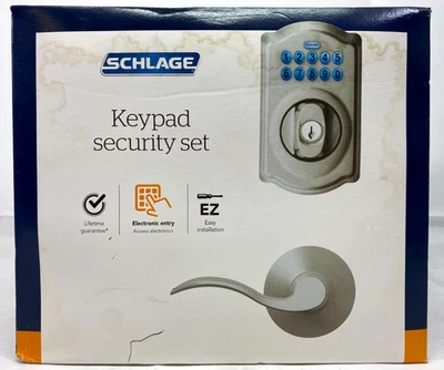 Juego de seguridad de teclado de instalación Schlage EZ FBE365 V CAM 619 ACC - níquel satinado - NUEVO Foto 1 de 3