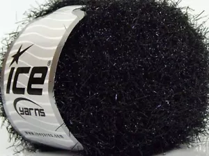 LOT OF 8 Ice SPARKLE SOFT Yarn #68301 BLACK METALLIC Medium Eyelash 40% LUREX - Picture 1 of 4