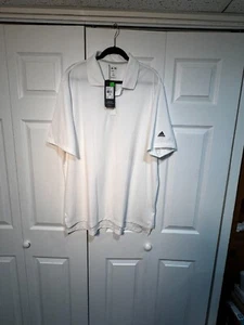 Adidas XXL ClimaLite , Basic White Textured Golf Shirt, with Logo on the sleeve - Picture 1 of 3