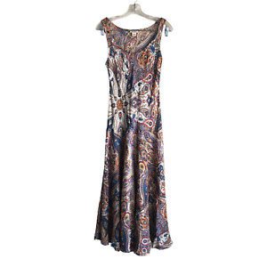 Sundance Women's 100% Silk Maxi Dress Size S Floral Paisley Boho Sleeveless
