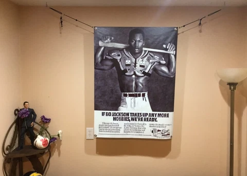 BIG 44x31 BO JACKSON vinyl POSTER Oakland Raiders man cave Lester Hayes art Cover