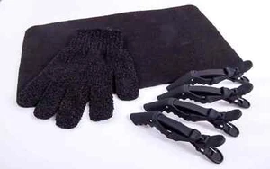 Heat Protection Hair Glove, Black Heat proof Travel Mat & 4 x Clips - Picture 1 of 1