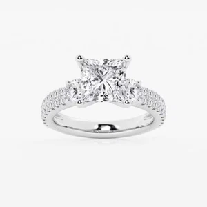 IGI Certified Diamond Ring 4.00ct F/VS1 14k Gold Princess Cut Lab Grown - Picture 1 of 4
