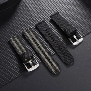 22mm Black Ballistic Nylon Military Watch Band Strap Quick Release Replacement - Picture 1 of 20