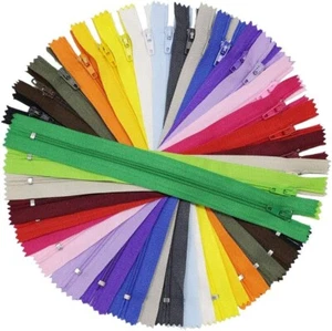 100Pcs 9 Inch Nylon Coil Zippers Bulk for Sewing Crafts Assorted Colors - Picture 1 of 7