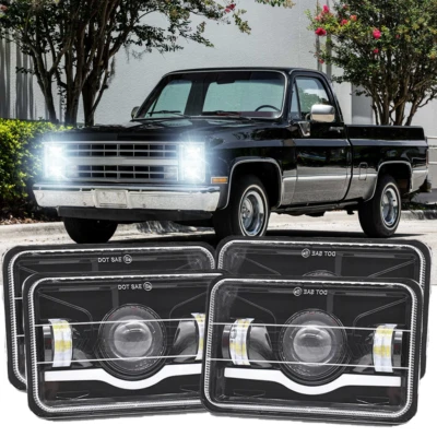 4PCS Fit for GMC C4500 C5500 Topkick 2003-2009 4x6inch LED Headlights Hi/Lo DRL - Image 1 of 4