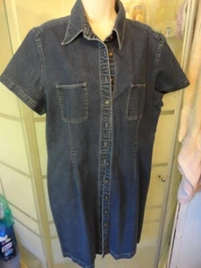NWOT Ladies Eddie Bauer Denim Stretch Button Dress - SZ L - Picture 1 of 4