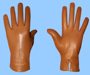 NEW MENS GENUINE TAN LAMBSKIN LEATHER DRESS GLOVES with SILK LINING - Picture 1 of 3