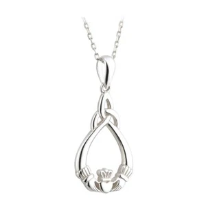 Solvar Sterling Silver Claddagh Trinity Knot Necklace - Irish Made - Picture 1 of 2