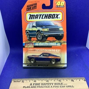 1996 MATCHBOX '68 FORD MUSTANG COBRA JET BLUE 1:60 DIECAST 3" CAR W ORANGE WHITE - Picture 1 of 2