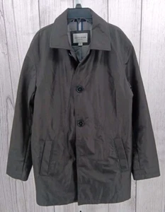 Cole Haan Men's Trench Coat Small Black Quilted Lining Water Resistant Button - Picture 1 of 10