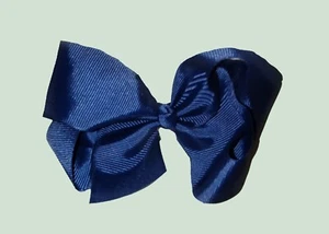5 Inch Navy Blue Hair Bow, Sz Medium,*Classic Hair Clip All ages, Alligator Clip - Picture 1 of 1